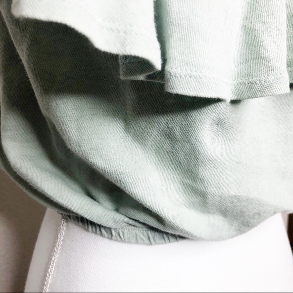 Free People Cropped Mint Boho Off Shoulder Top - Picture 6 of 6